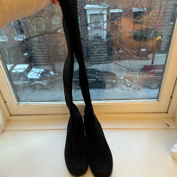 Stuart Weitzman Over the Knee Black Suede Boots, Size 7 (MSRP $795) - Picture 3 of 4